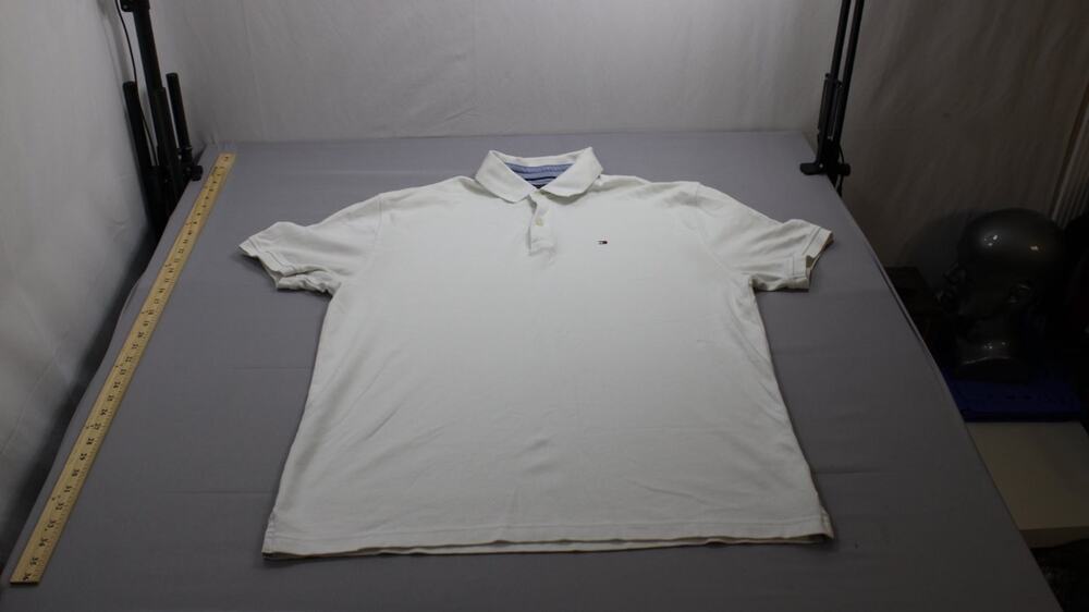 Tommy Hilfiger Polo Shirt Mens XL White Short Sleeve Classic Fit Pique Cotton